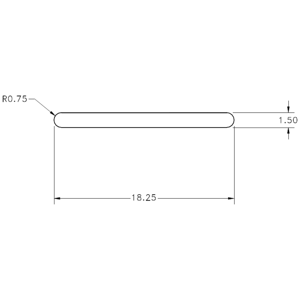 18.25 x 1.5mm RE Flat Bar - cross-section drawing
