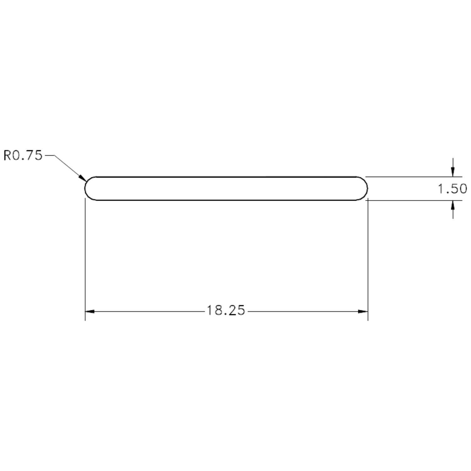 18.25 x 1.5mm RE Flat Bar - cross-section drawing