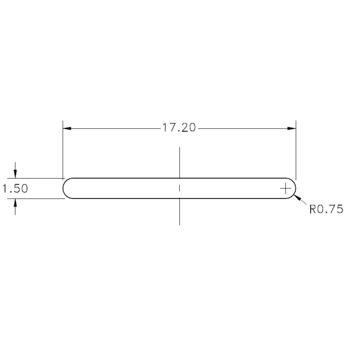 17.2 x 1.5mm RE Flat Bar - cross-section drawing
