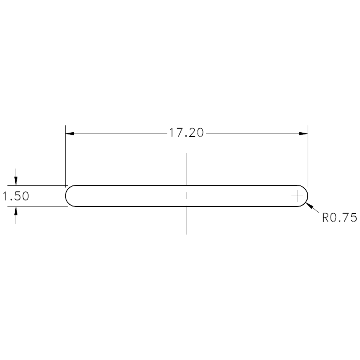 17.2 x 1.5mm RE Flat Bar - cross-section drawing