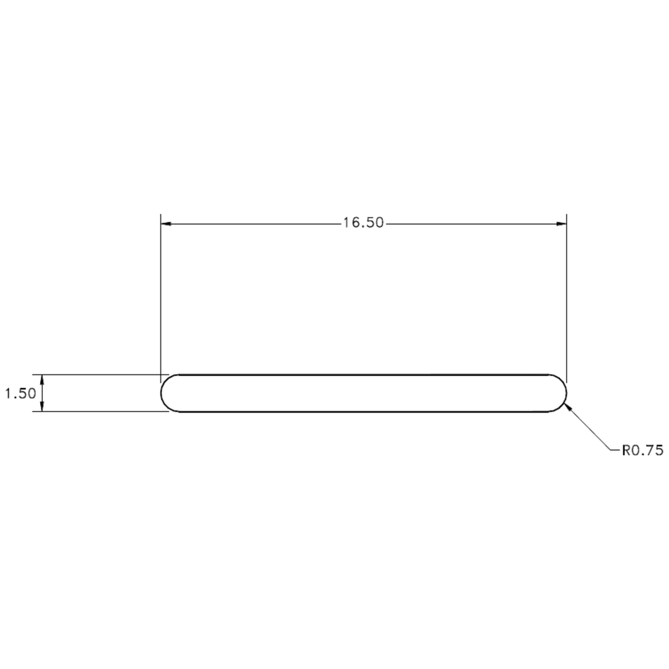 16.5 x 1.5mm R.E. Flat Bar - cross-section drawing
