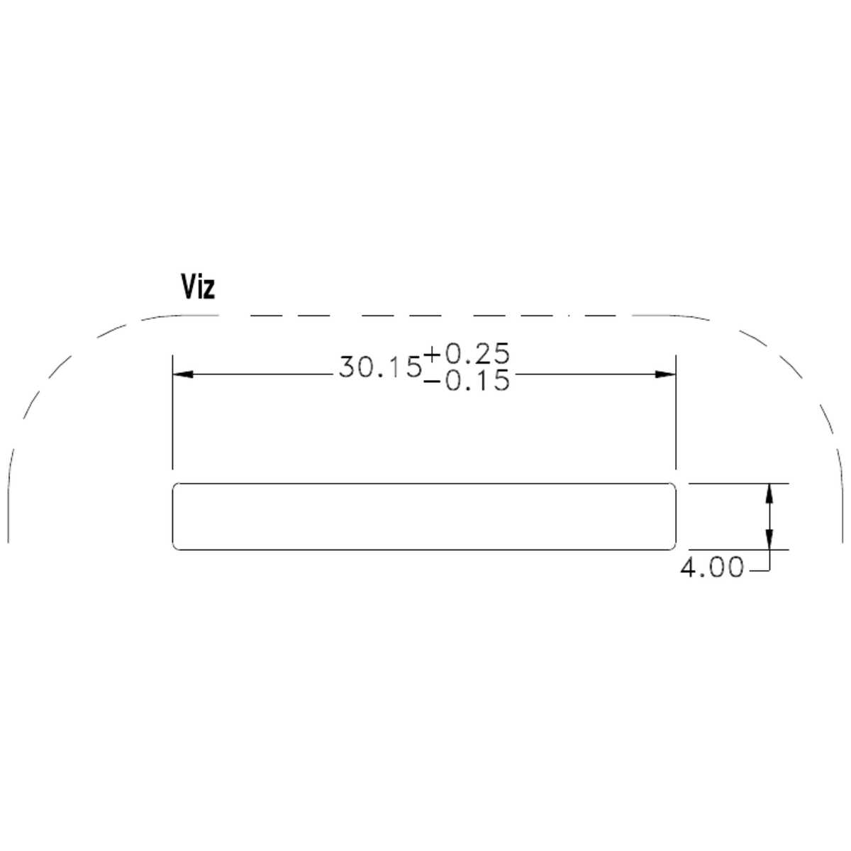 30.15 x 4.0mm Flat Bar - cross-section drawing