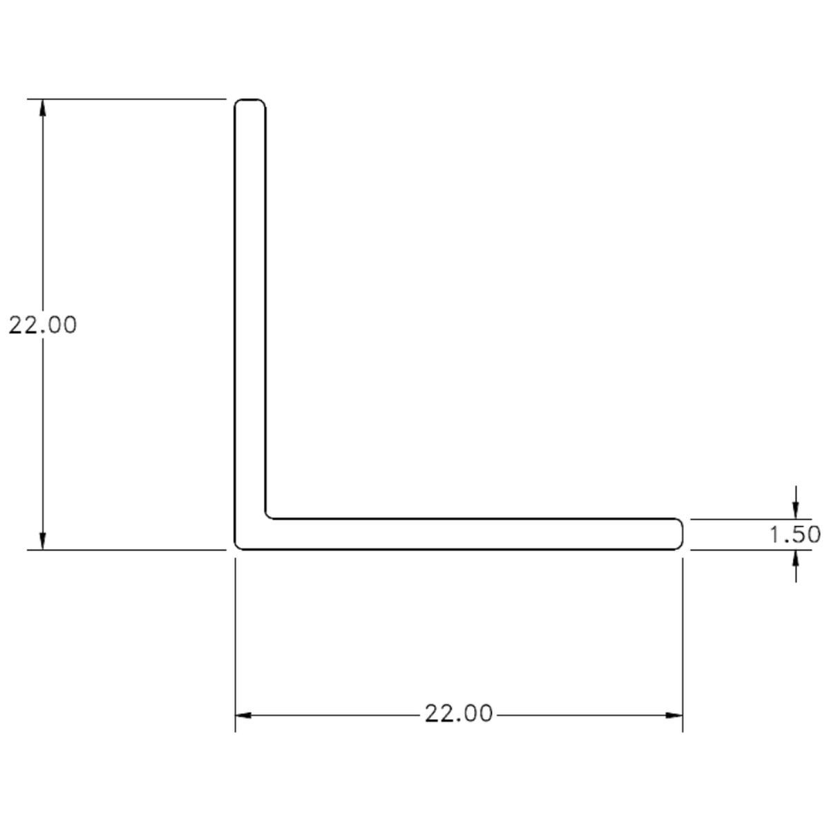 22 x 22 x 1.5 Angle - cross-section drawing