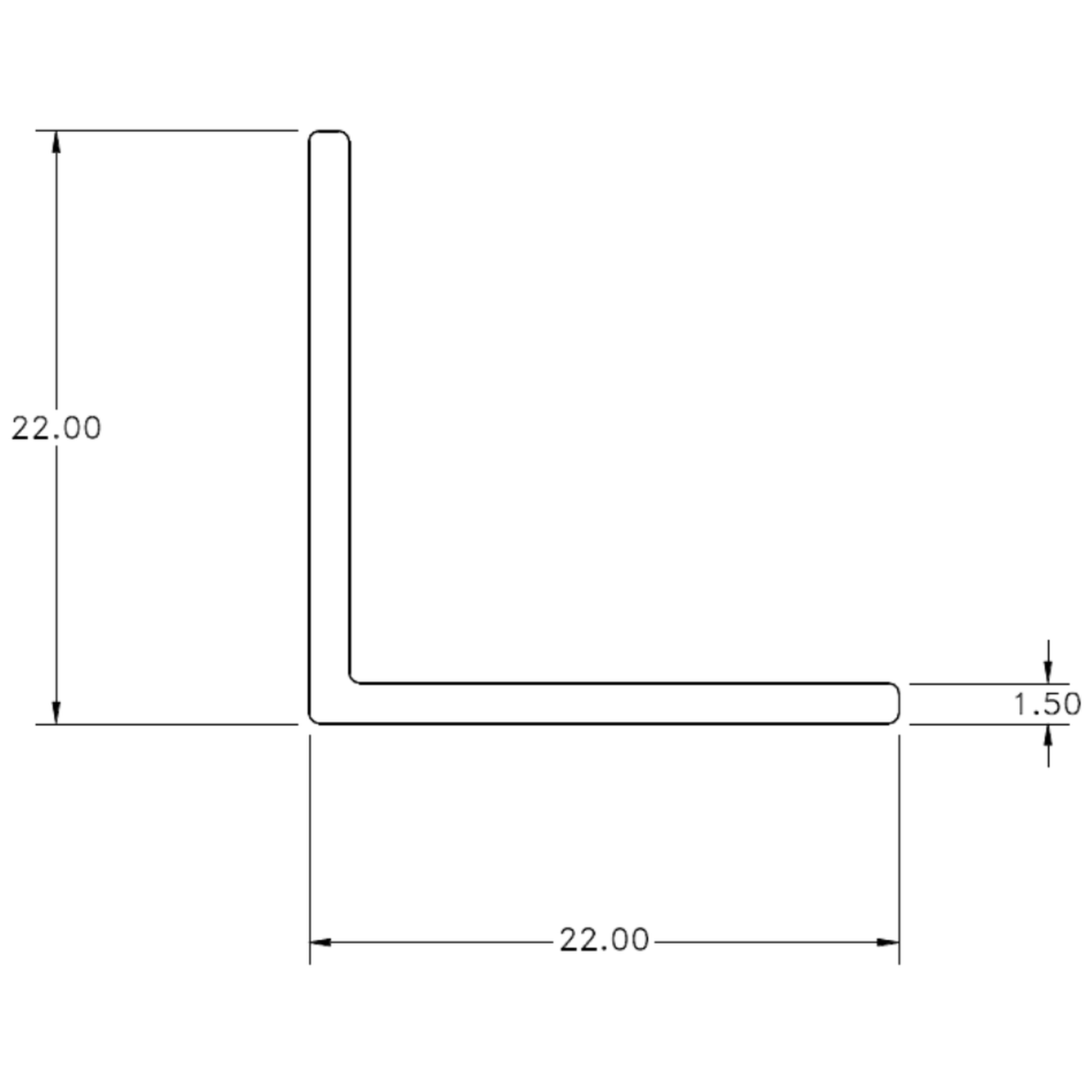 22 x 22 x 1.5 Angle - cross-section drawing