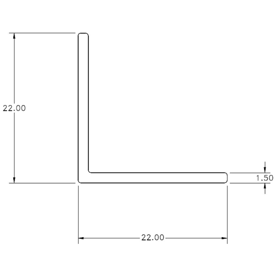22 x 22 x 1.5 Angle - cross-section drawing