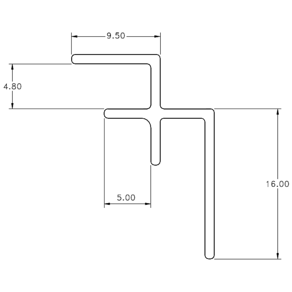 3/16" Internal - cross-section drawing