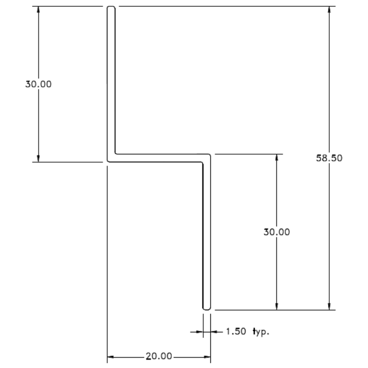 CS20-12 XIR (30 x 20 x 30 Zed) - cross-section drawing