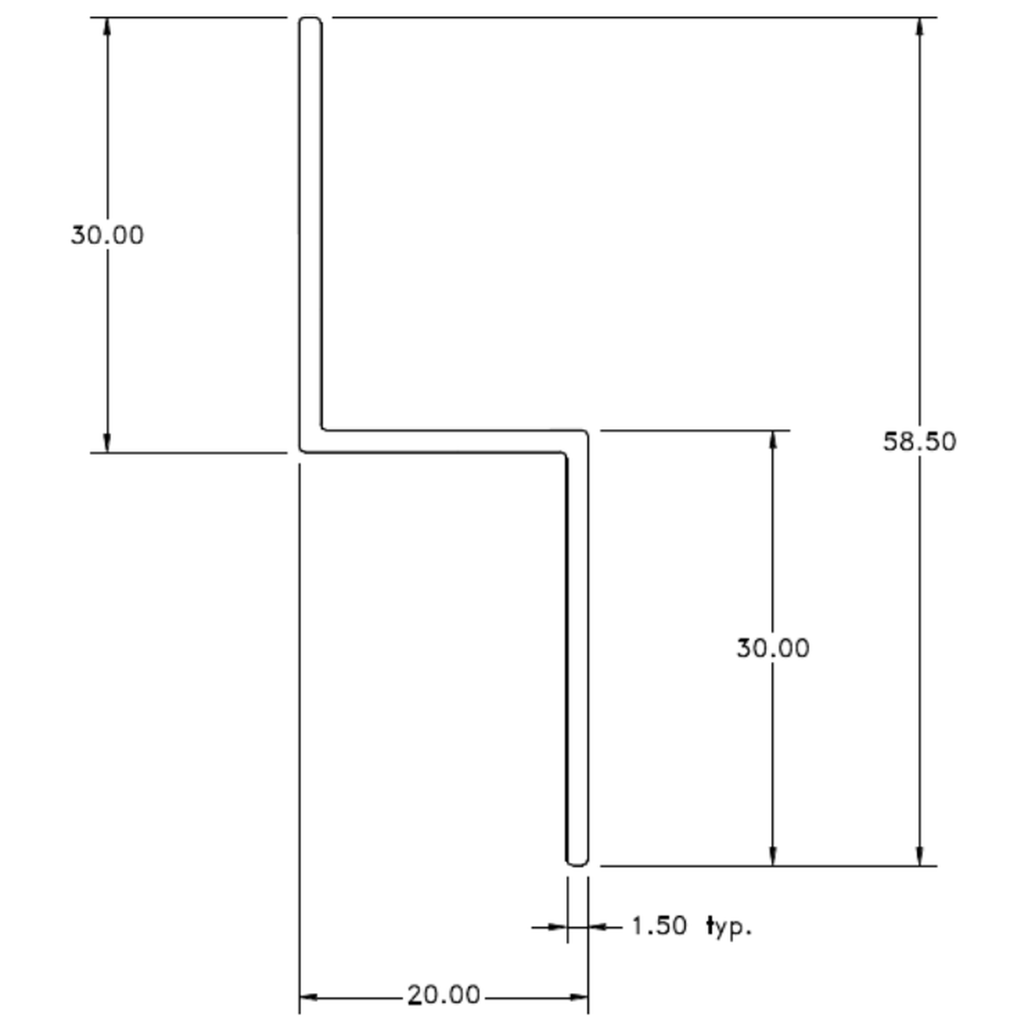 CS20-12 XIR (30 x 20 x 30 Zed) - cross-section drawing