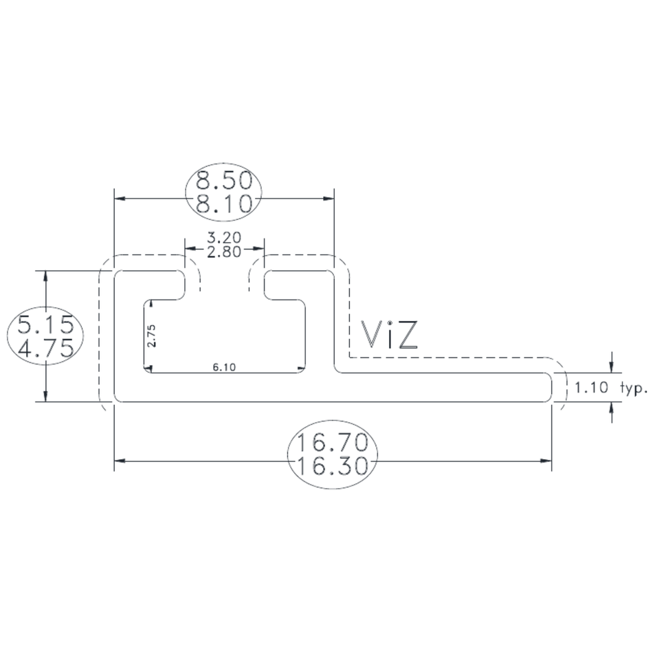 Top Fix Punched - cross-section drawing