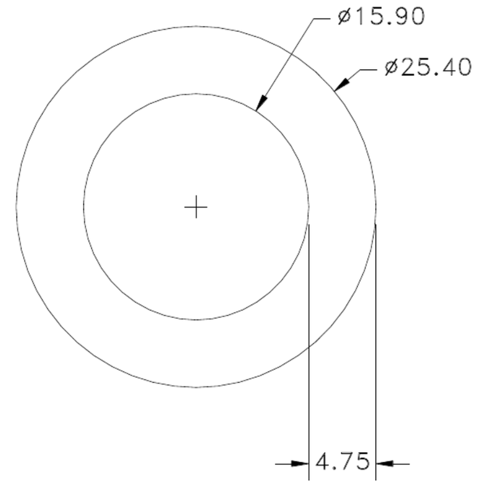 25.4 x 4.75 Round Tube - cross-section drawing