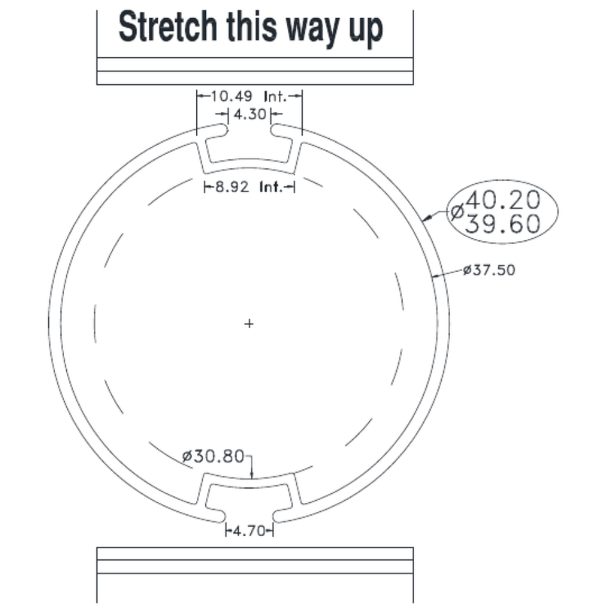 40mm dia Roller Tube - cross-section drawing
