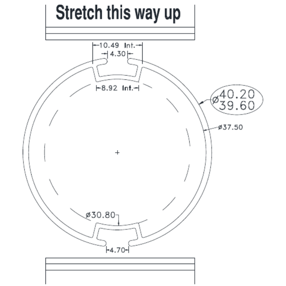 40mm dia Roller Tube - cross-section drawing
