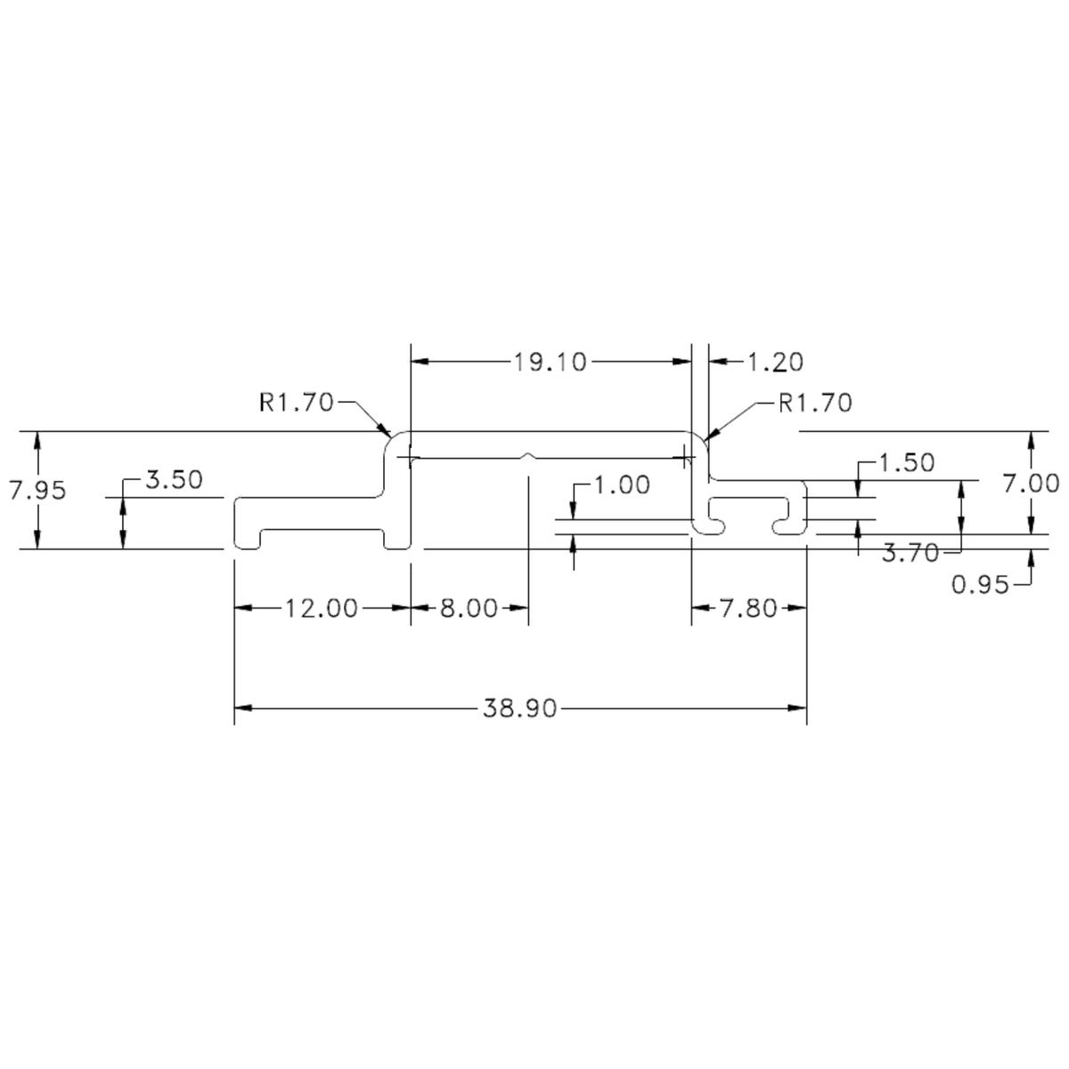 PLU3 02 Wall Mount - cross-section drawing