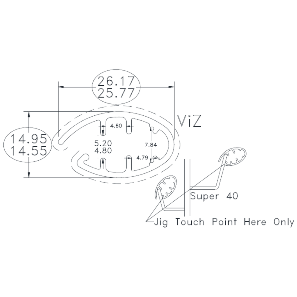 Std Oval Bottom Rail V2 - cross-section drawing