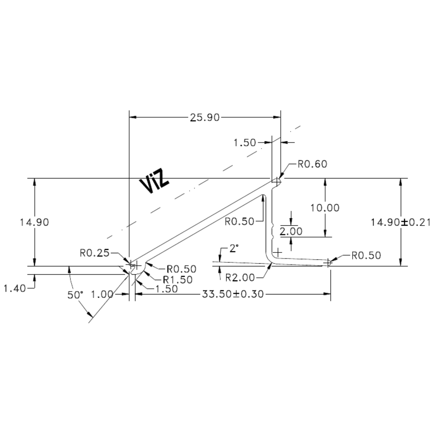 5.0mm Single Glaze Bead Standard - cross-section drawing