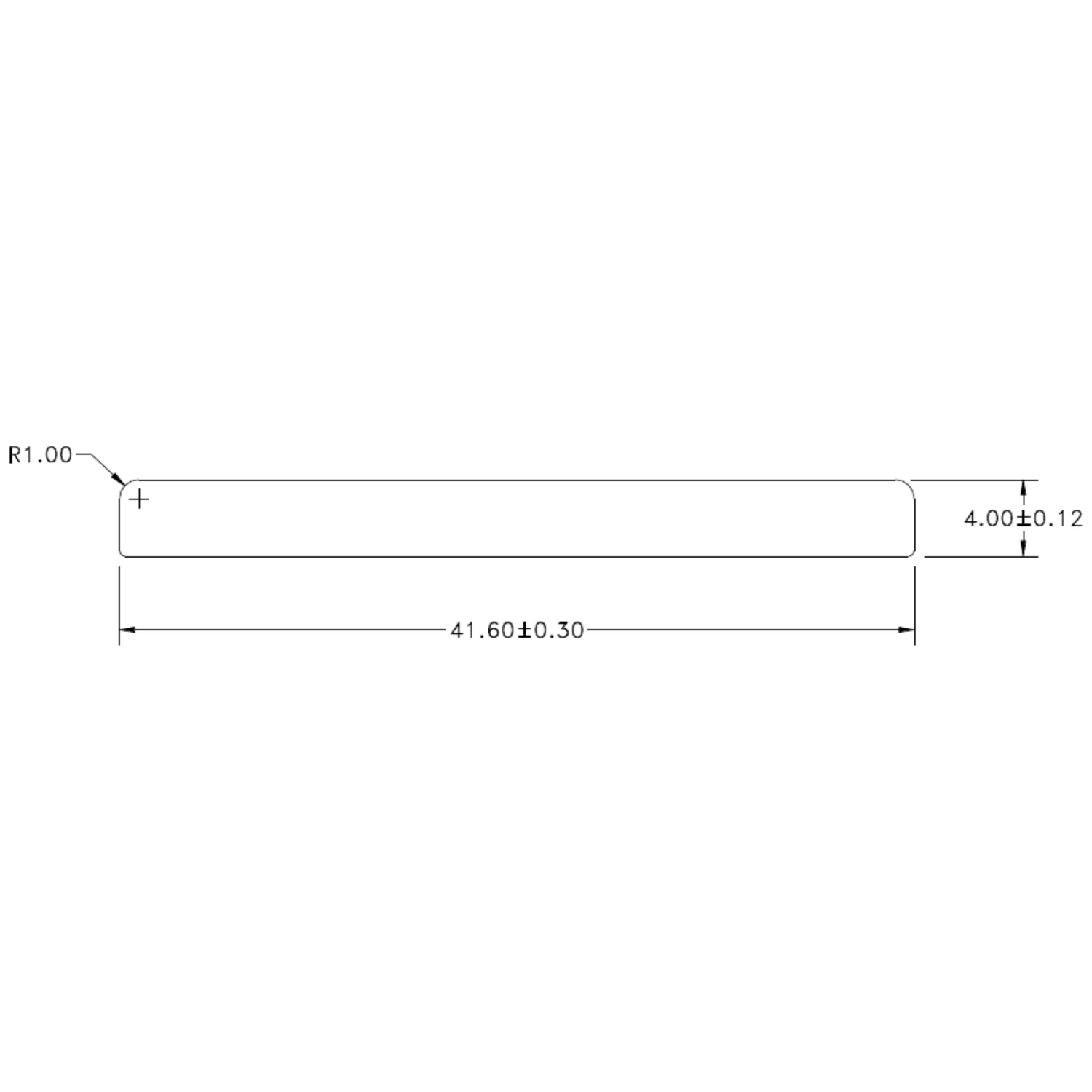 41.60 x 4.00 Flat Bar - cross-section drawing