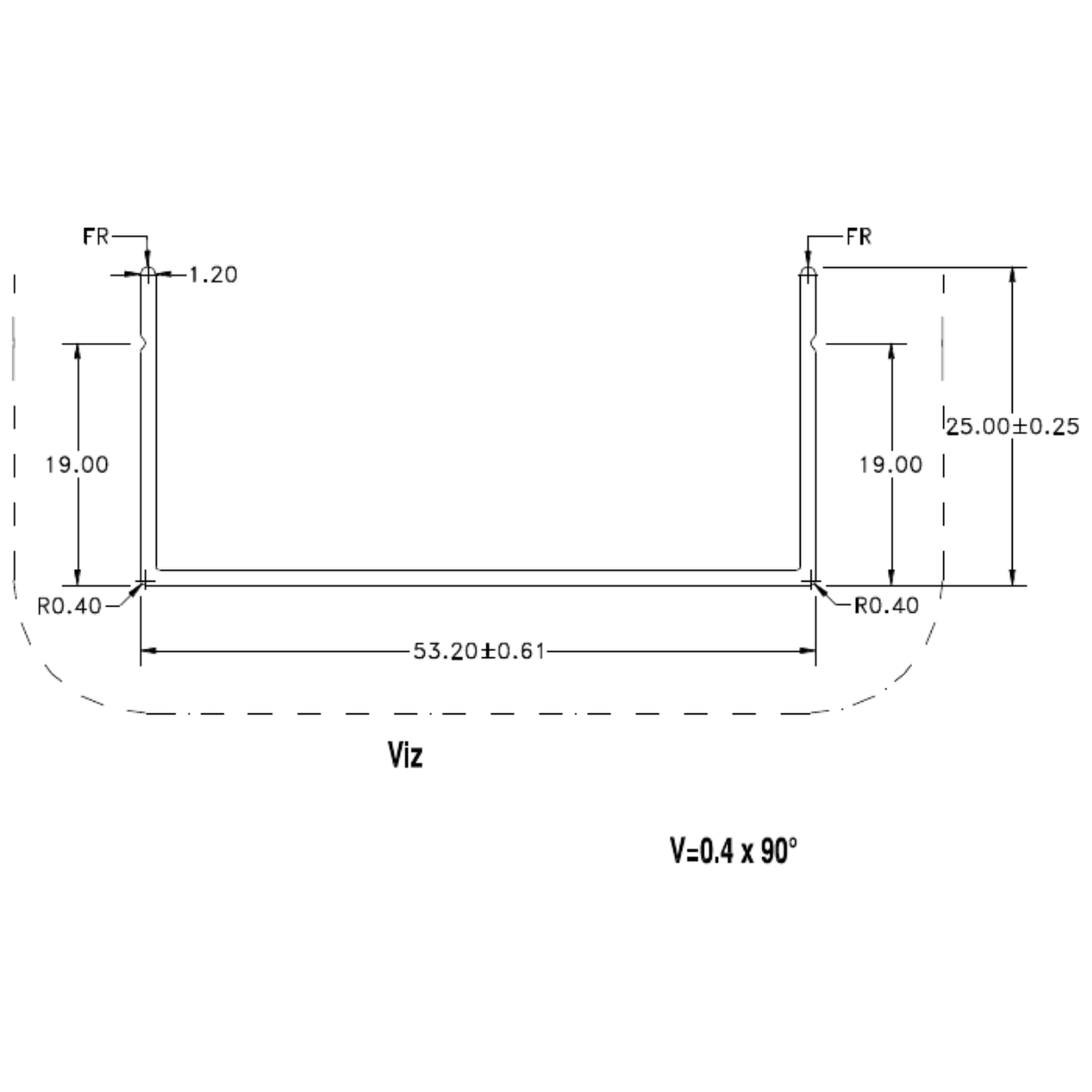 50mm Coolroom Channel - cross-section drawing