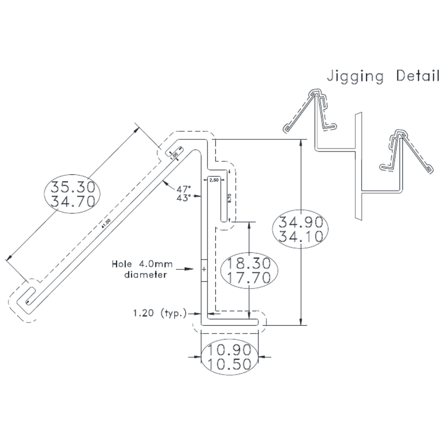 Crate Label Holder - cross-section drawing