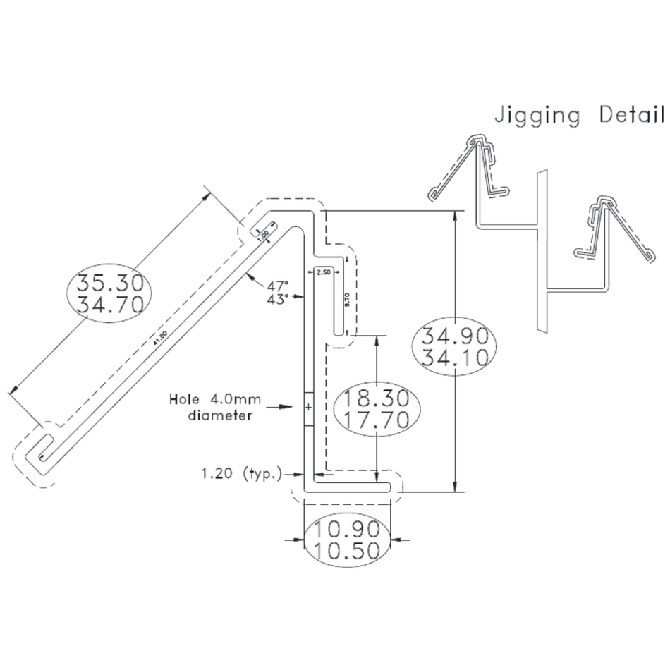 Crate Label Holder - cross-section drawing