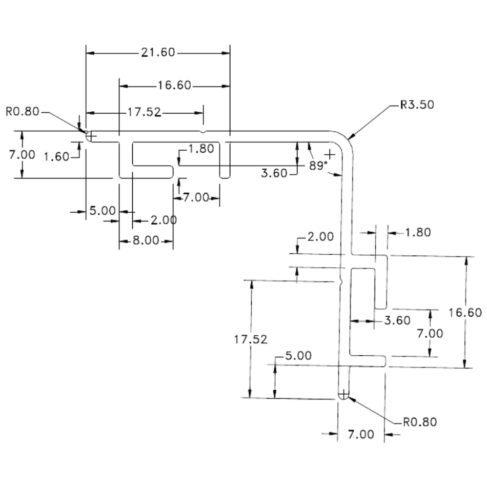 40mm Dual Angle - cross-section drawing