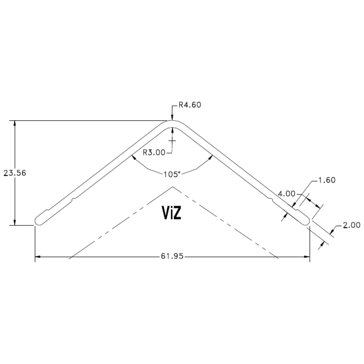 105 degree Internal - cross-section drawing