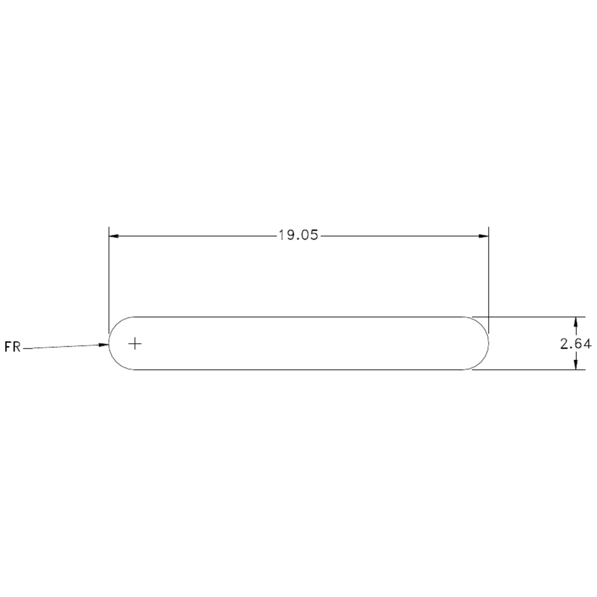 19.05 x 2.64mm RE Flat Bar - cross-section drawing