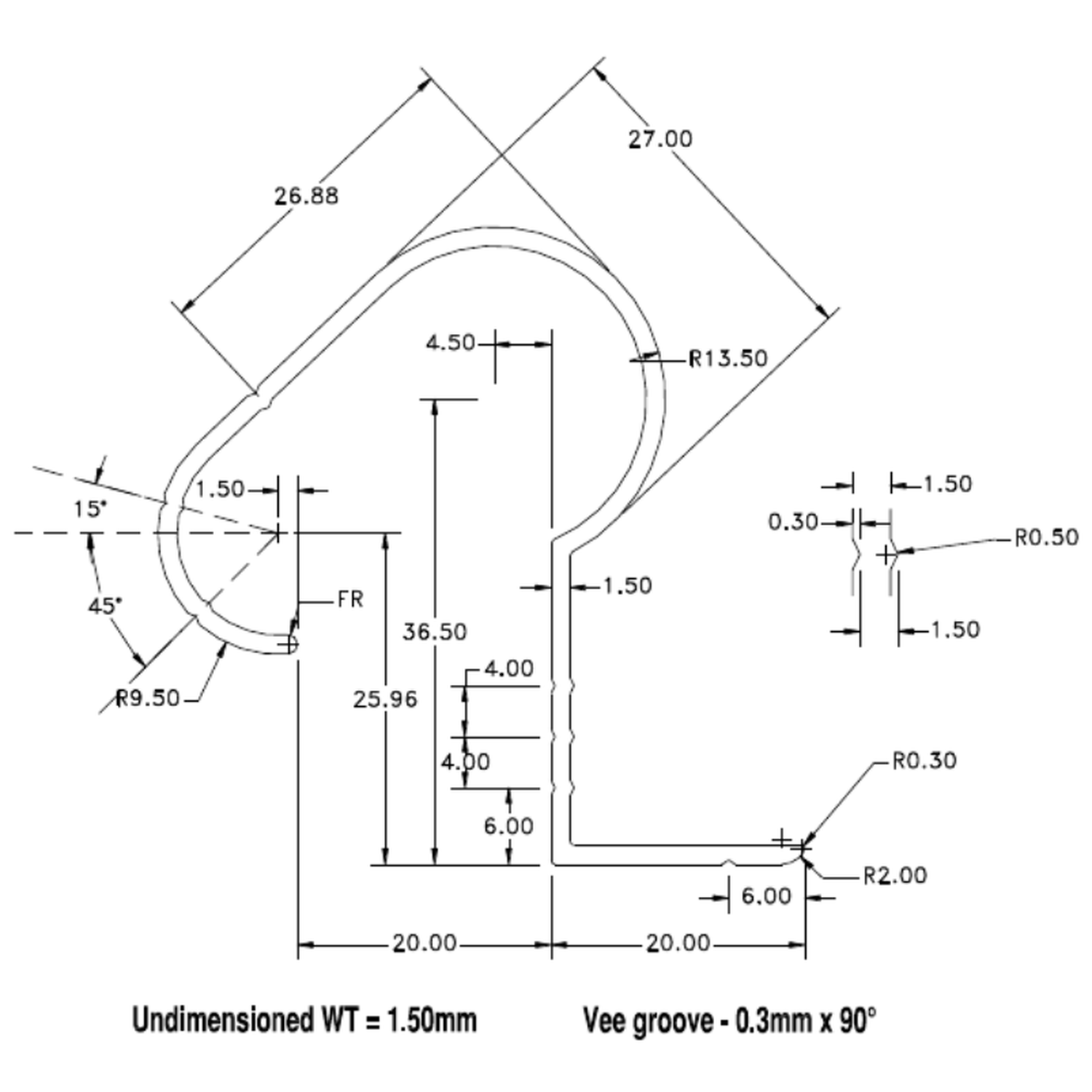Closet Rail - cross-section drawing