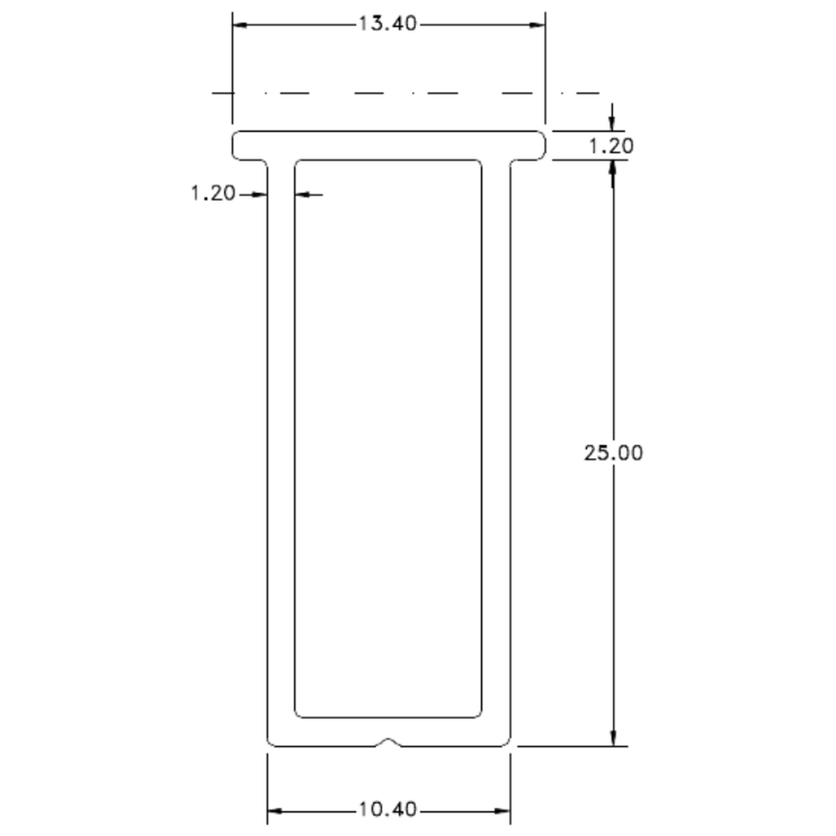 25mm Infill - cross-section drawing