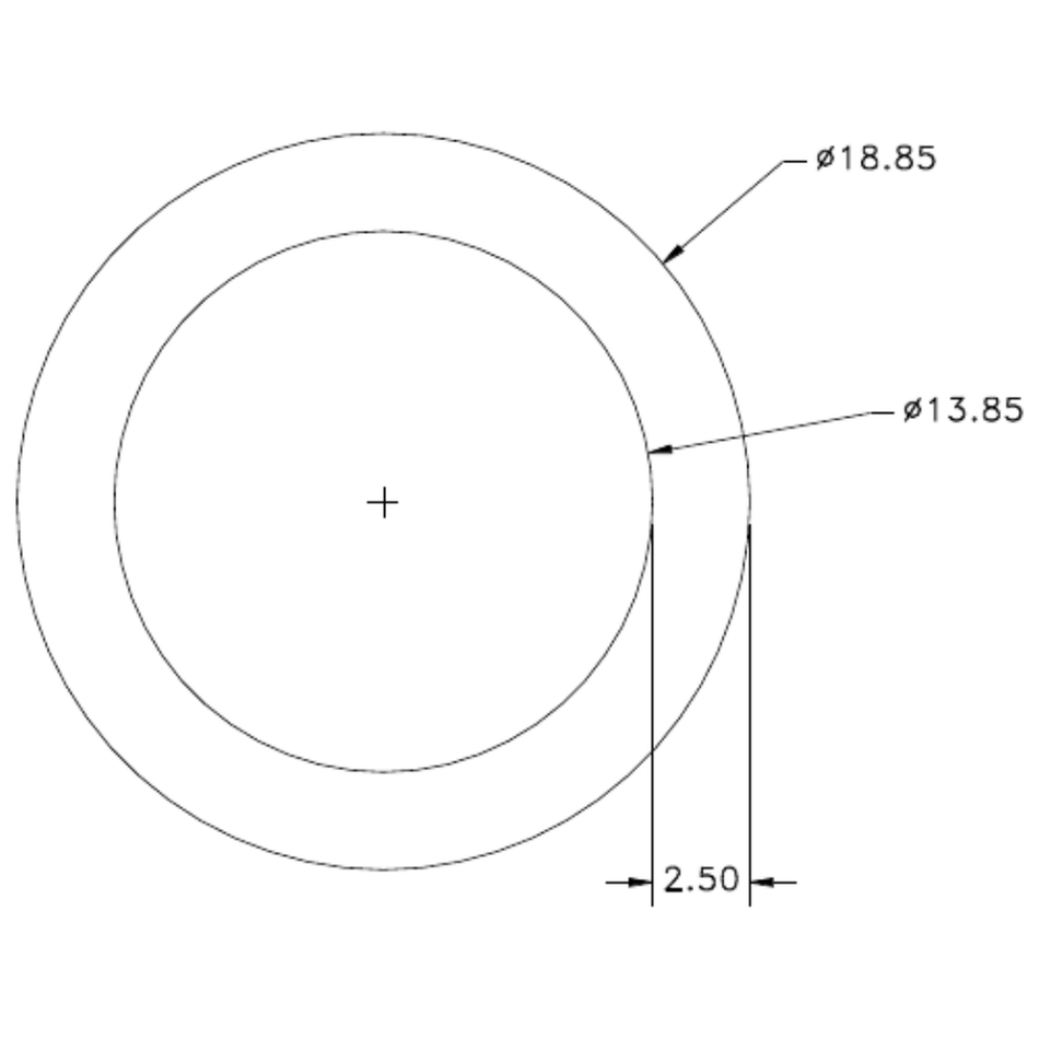 18.85 x 2.50mm Round Tube - cross-section drawing