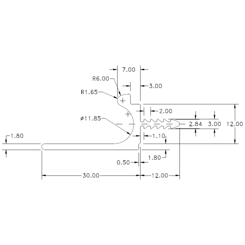 Handle - cross-section drawing