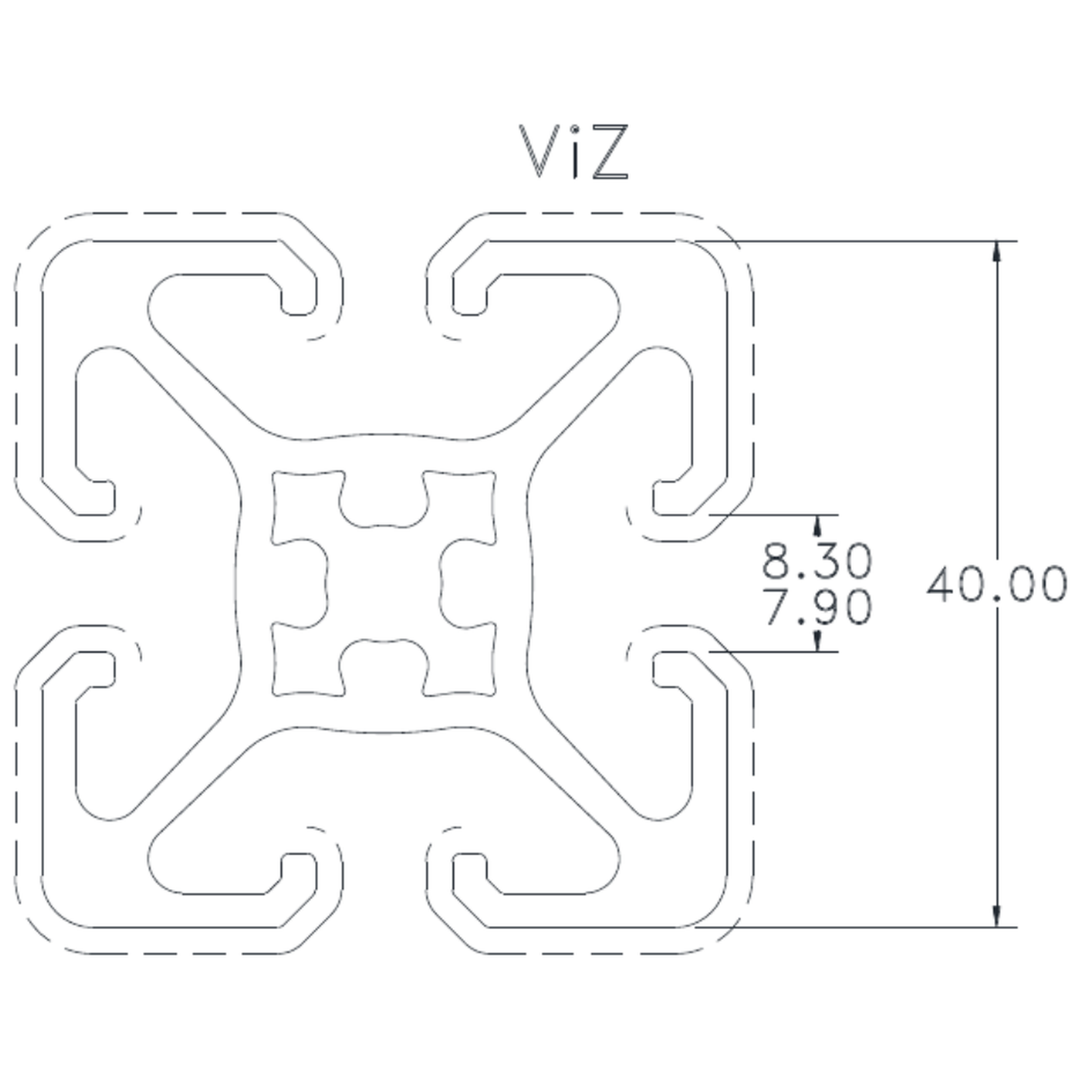 40 x 40 Post - cross-section drawing