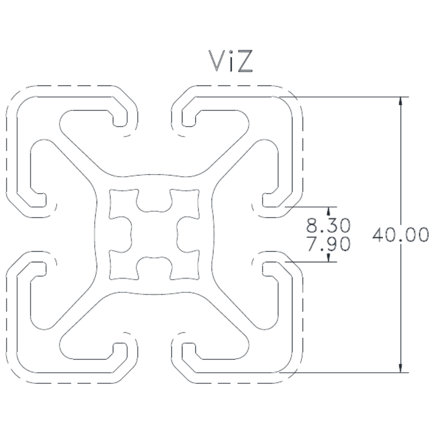 40 x 40 Post - cross-section drawing
