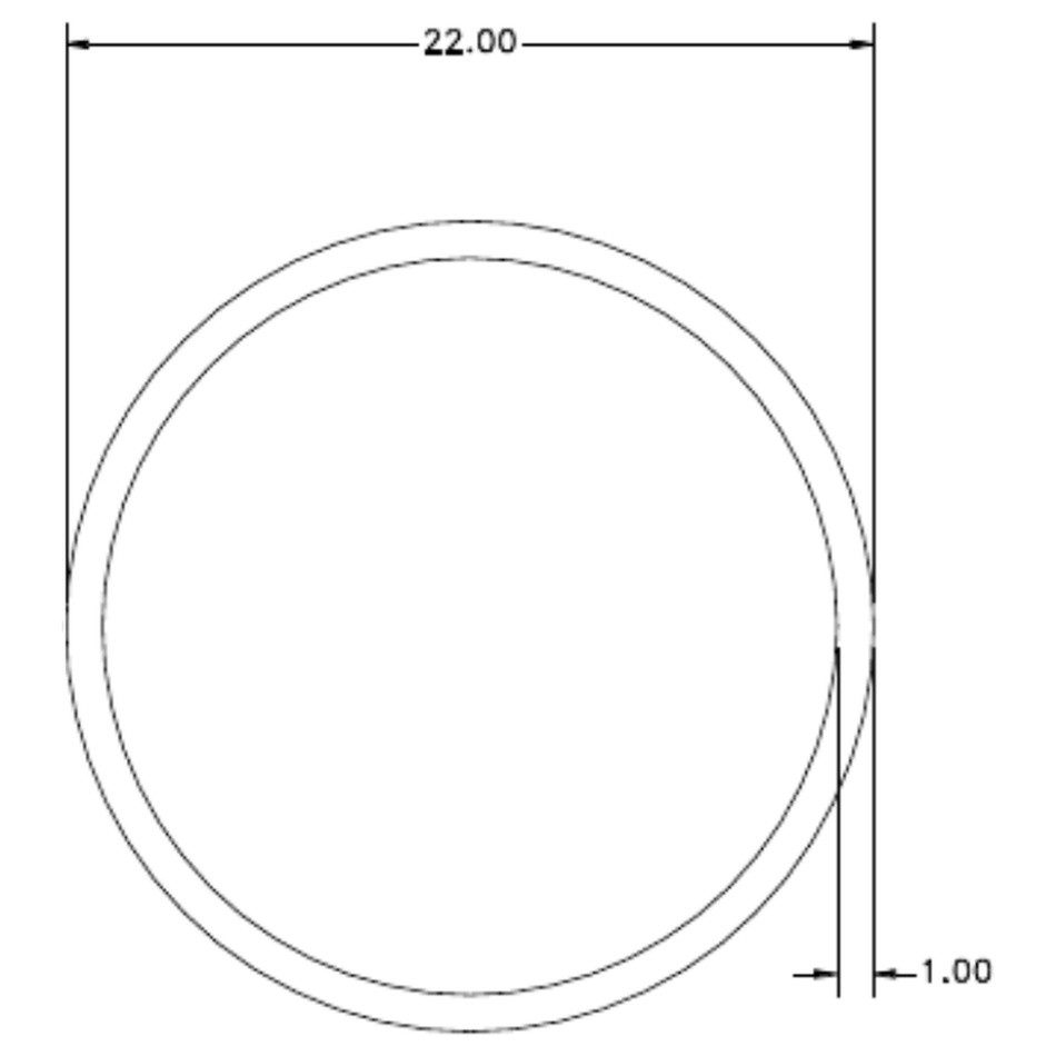 22 x 1.00mm Round Tube - cross-section drawing