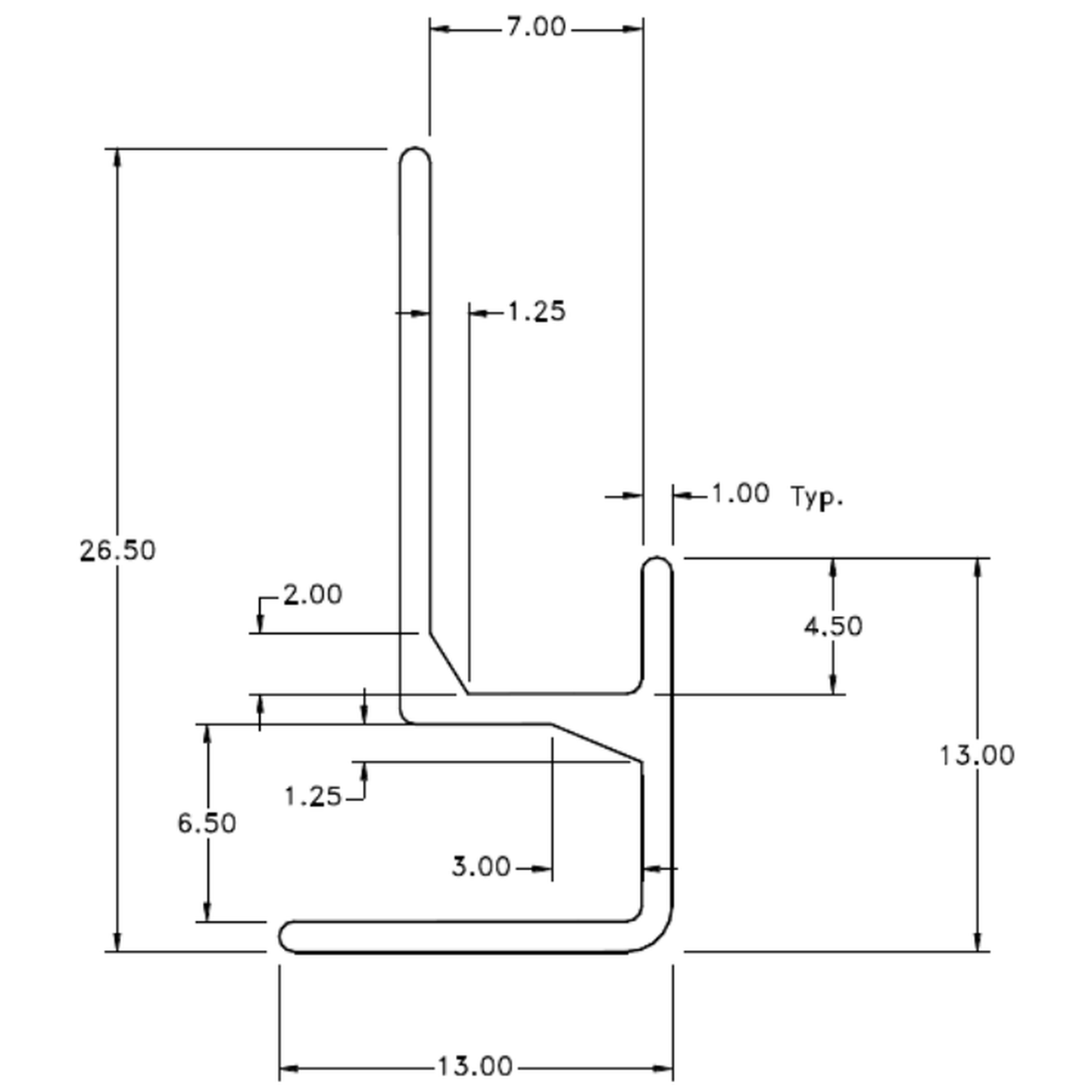 1/4" External - cross-section drawing