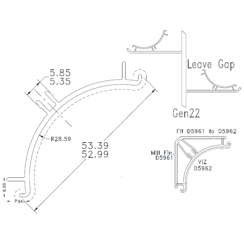 Cove Cap RB 370 - cross-section drawing
