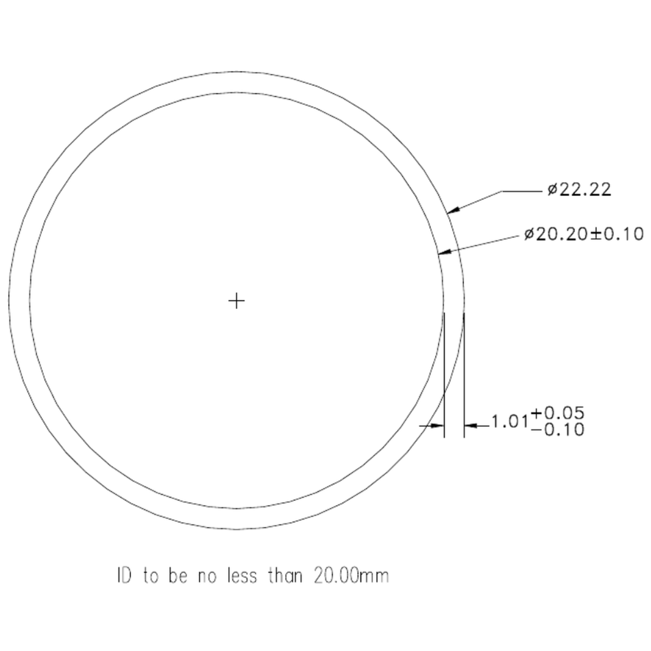 22.22 x 1.01mm Round Tube - cross-section drawing