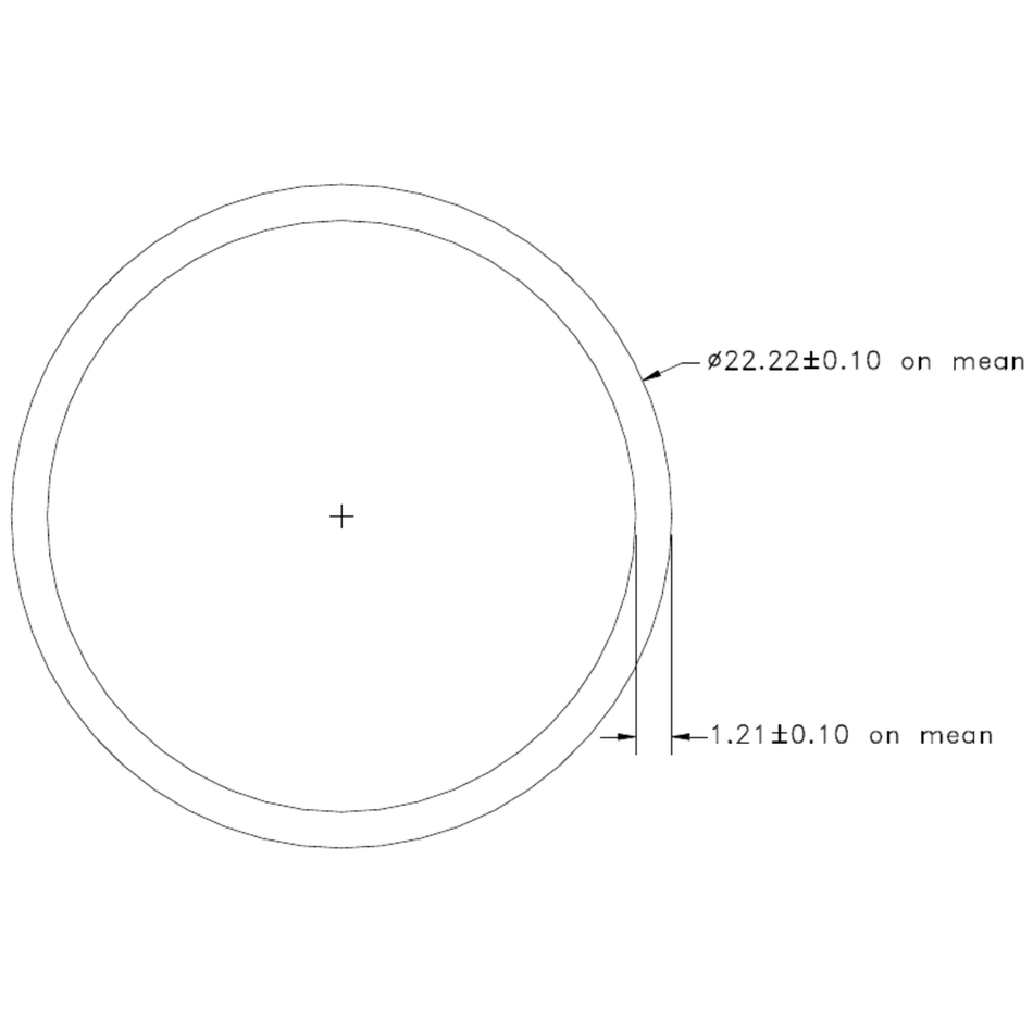 22.22 x 1.21mm Round Tube - cross-section drawing