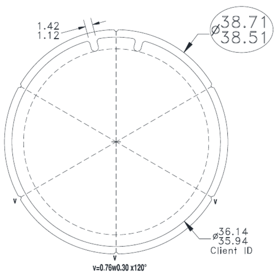 38mm Top Tube - cross-section drawing