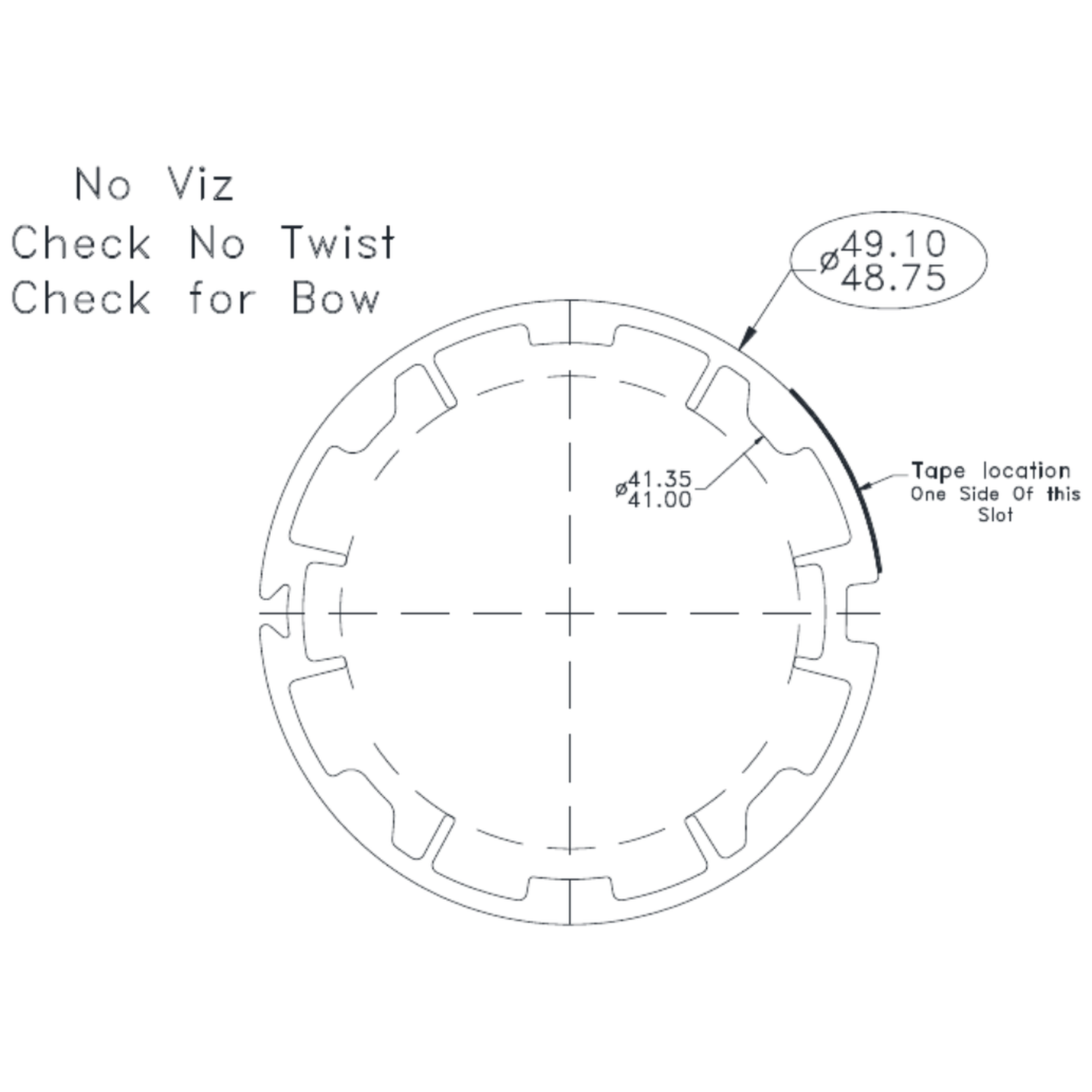 50mm Heavy Duty Top Tube - cross-section drawing