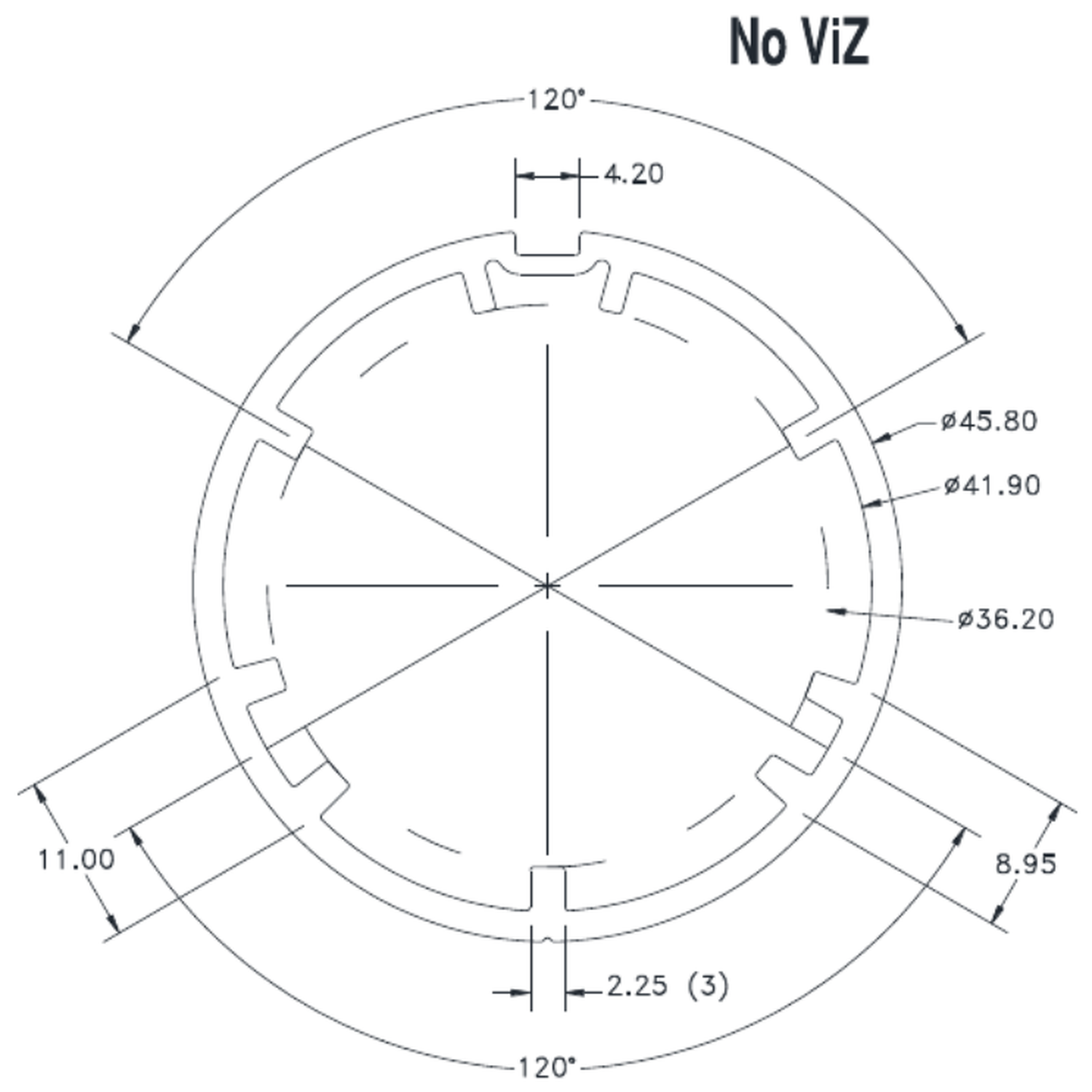 45mm HD Top Tube - cross-section drawing