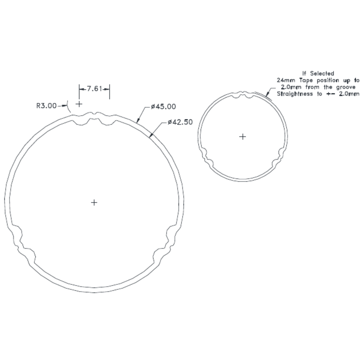 45mm Top Tube. - cross-section drawing