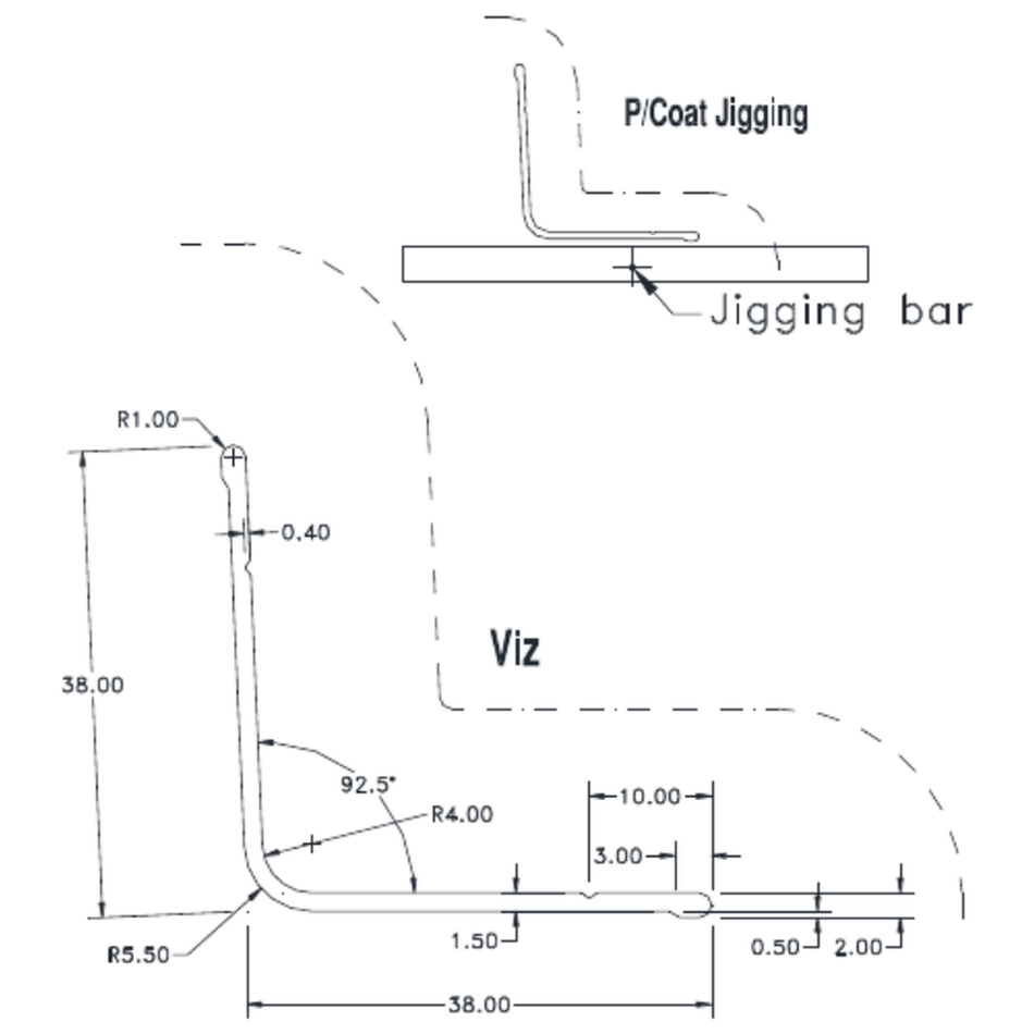 38mm Coolroom Internal angle - cross-section drawing