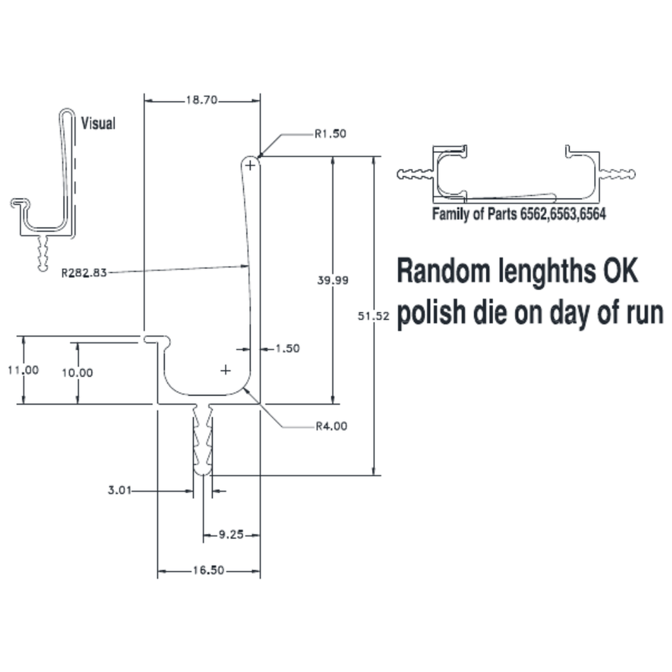 Joinery Handle Top - cross-section drawing