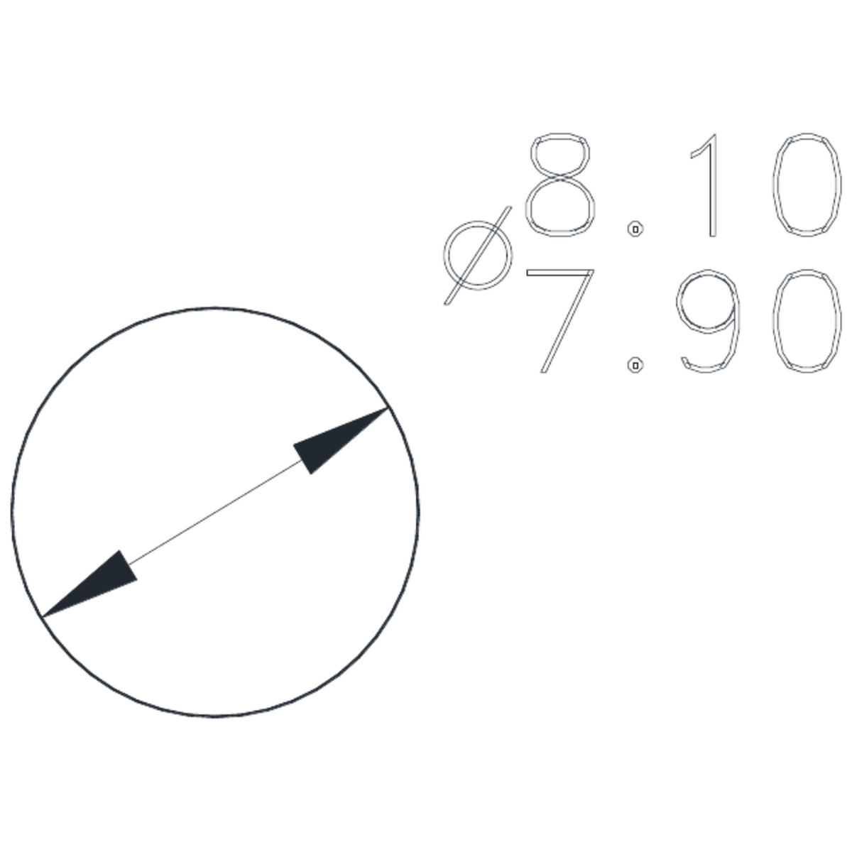 8mm Rod - cross-section drawing