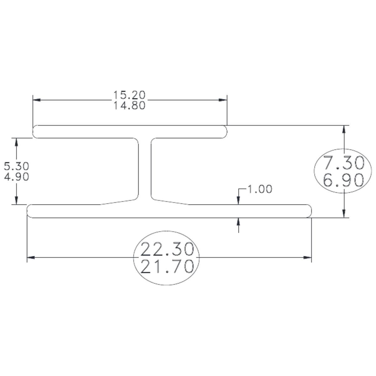 3/16" Jointer - cross-section drawing