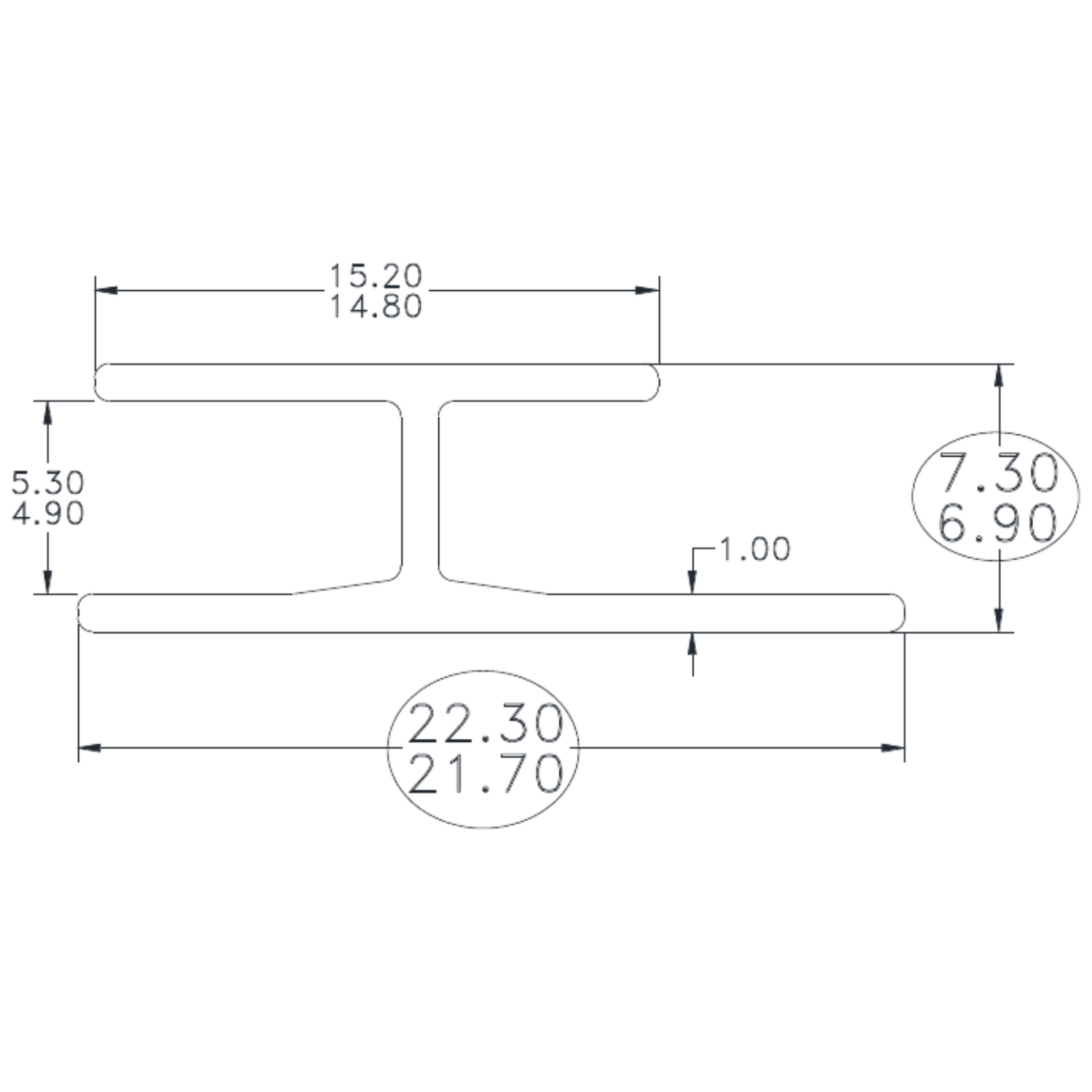3/16" Jointer - cross-section drawing