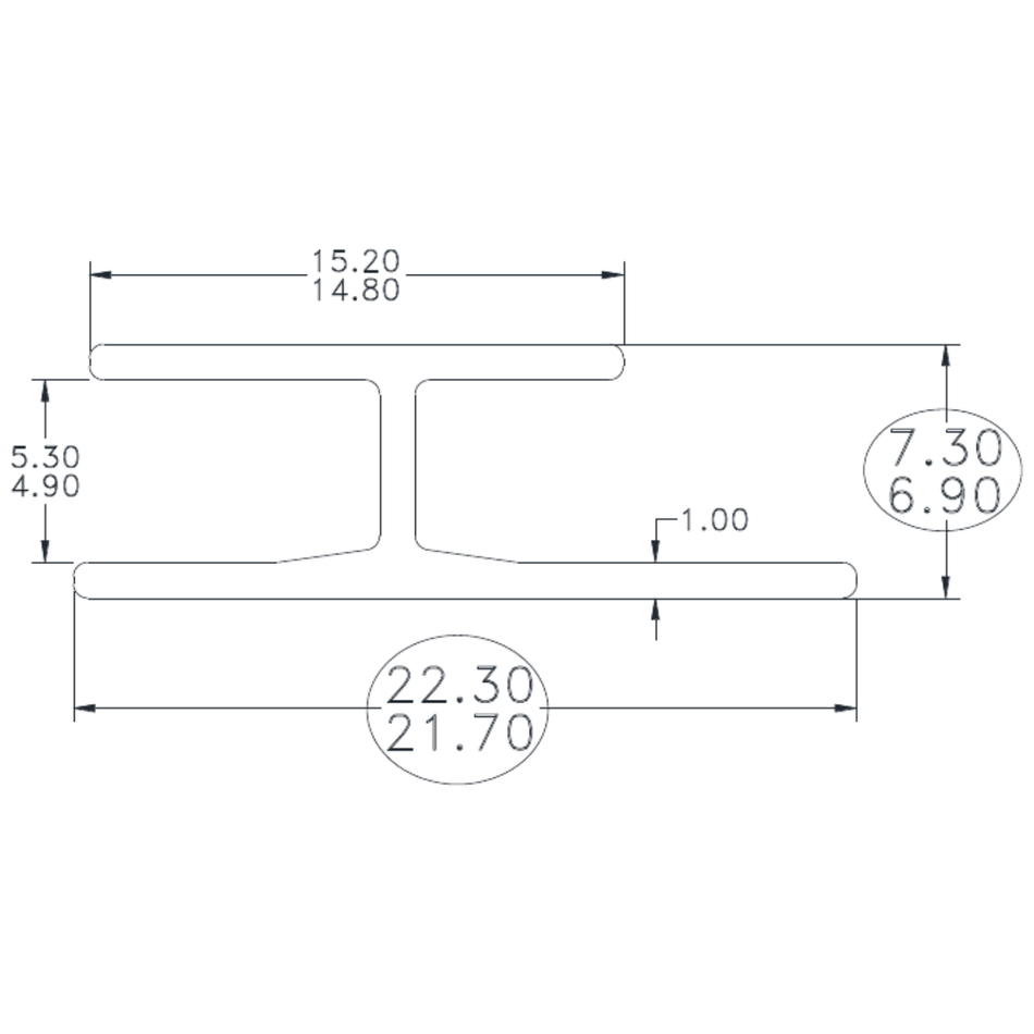 3/16" Jointer - cross-section drawing
