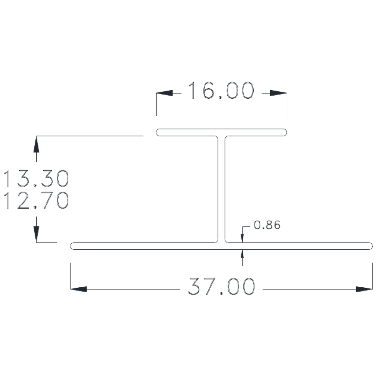 1/2" Plain Jointer - cross-section drawing