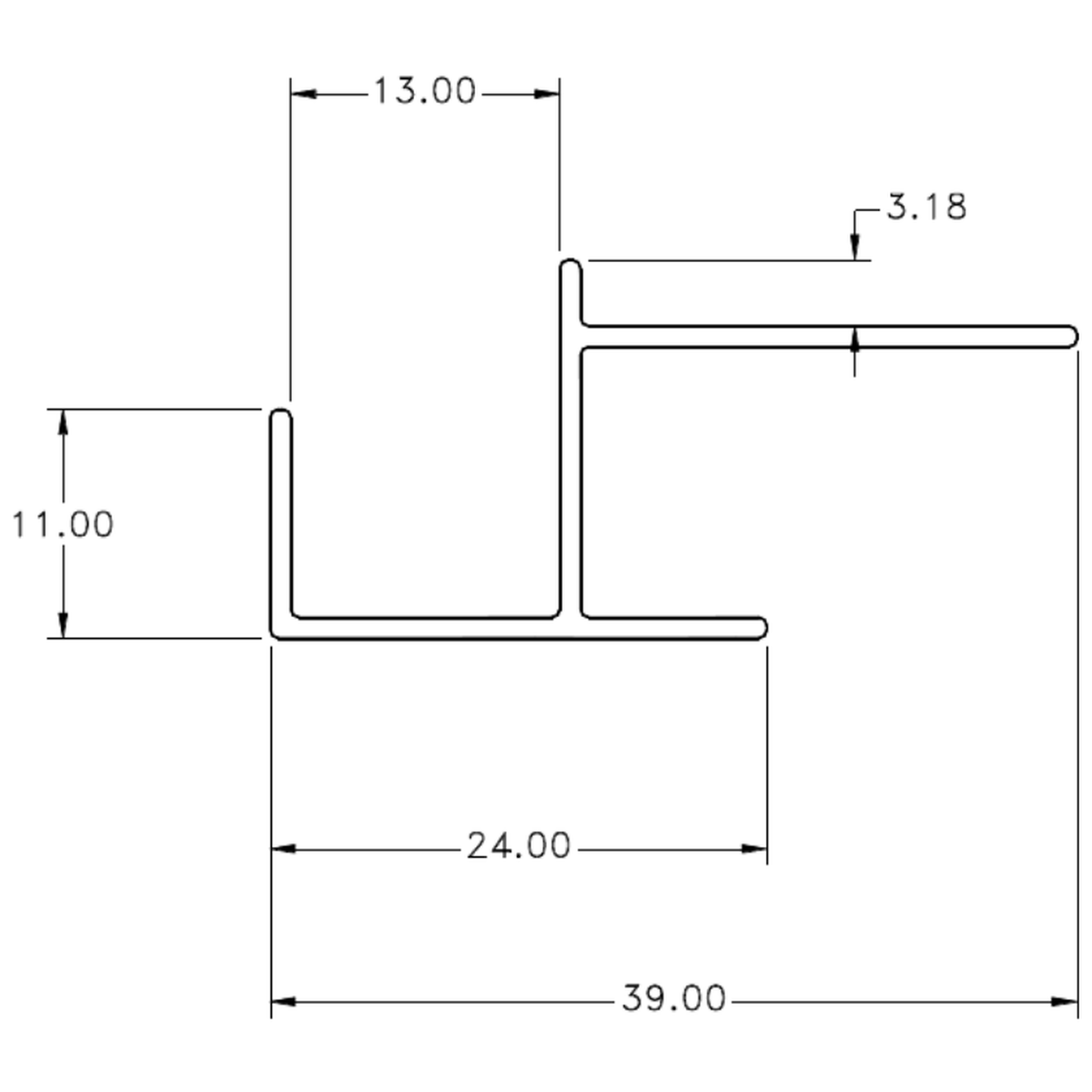 1/2" Plain External - cross-section drawing