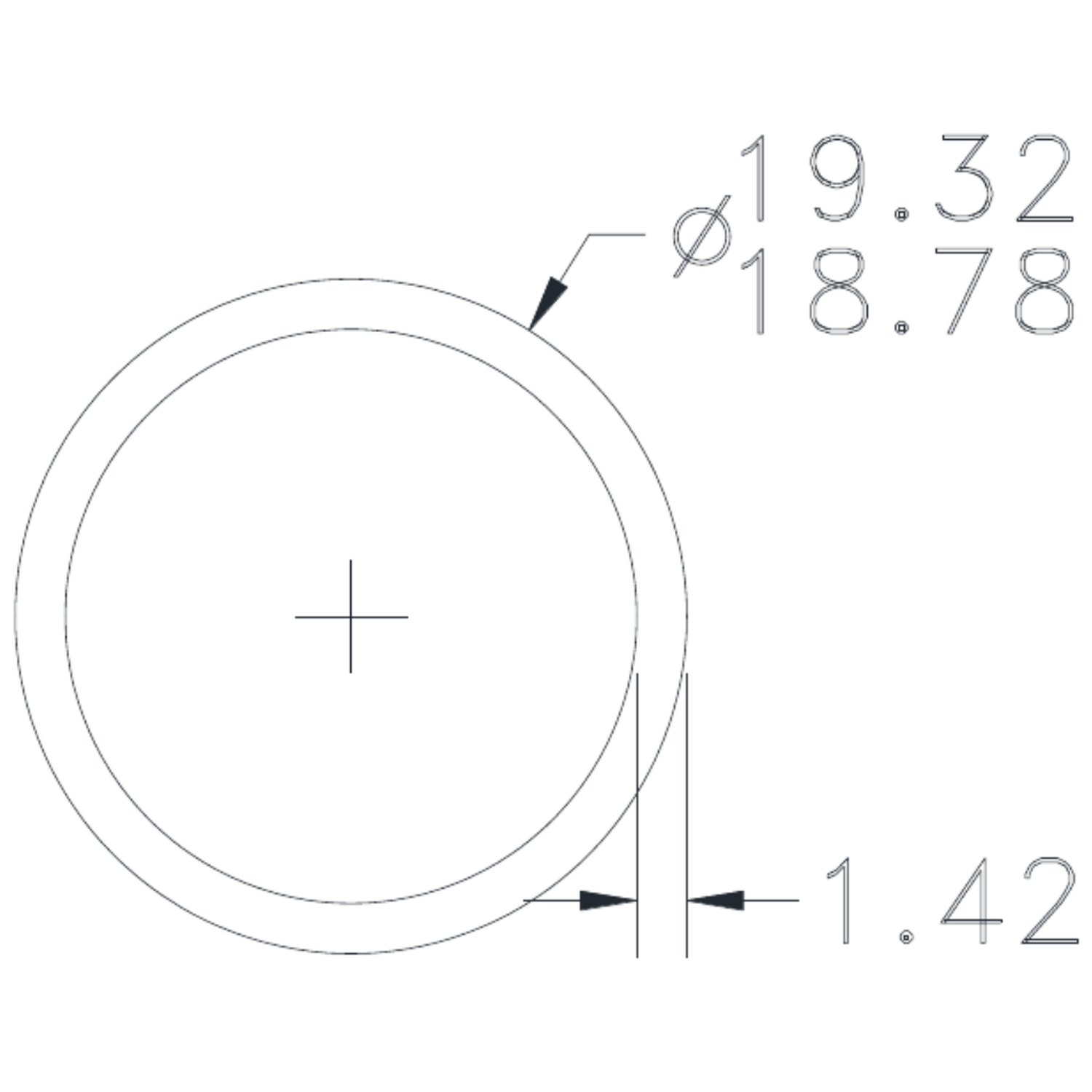 3/4" x 17g Tube - cross-section drawing